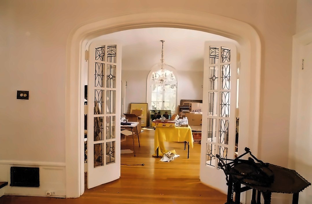 The dining room through the French doors, before