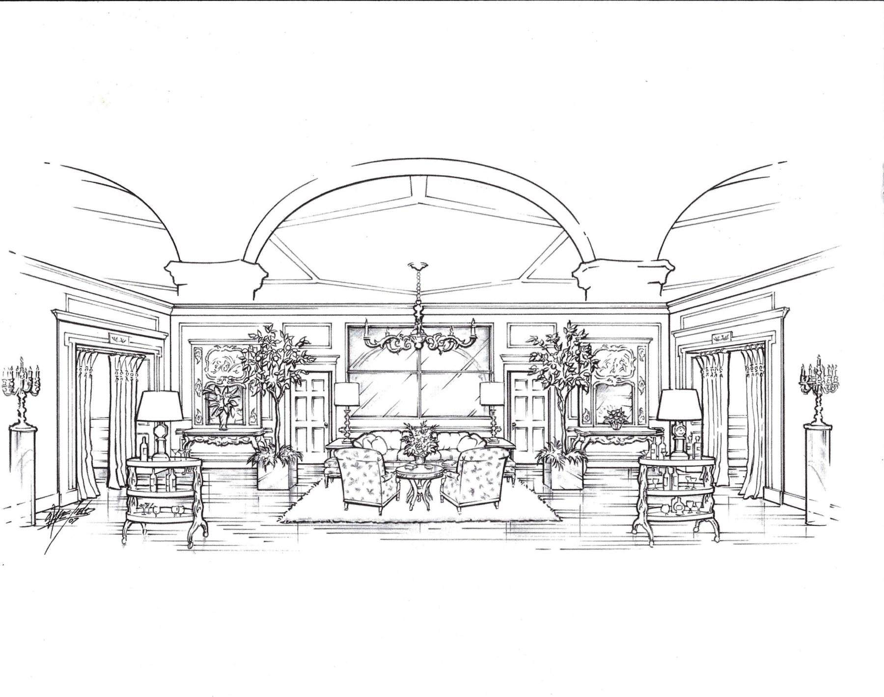Judson Rothschild's design drawing for the room