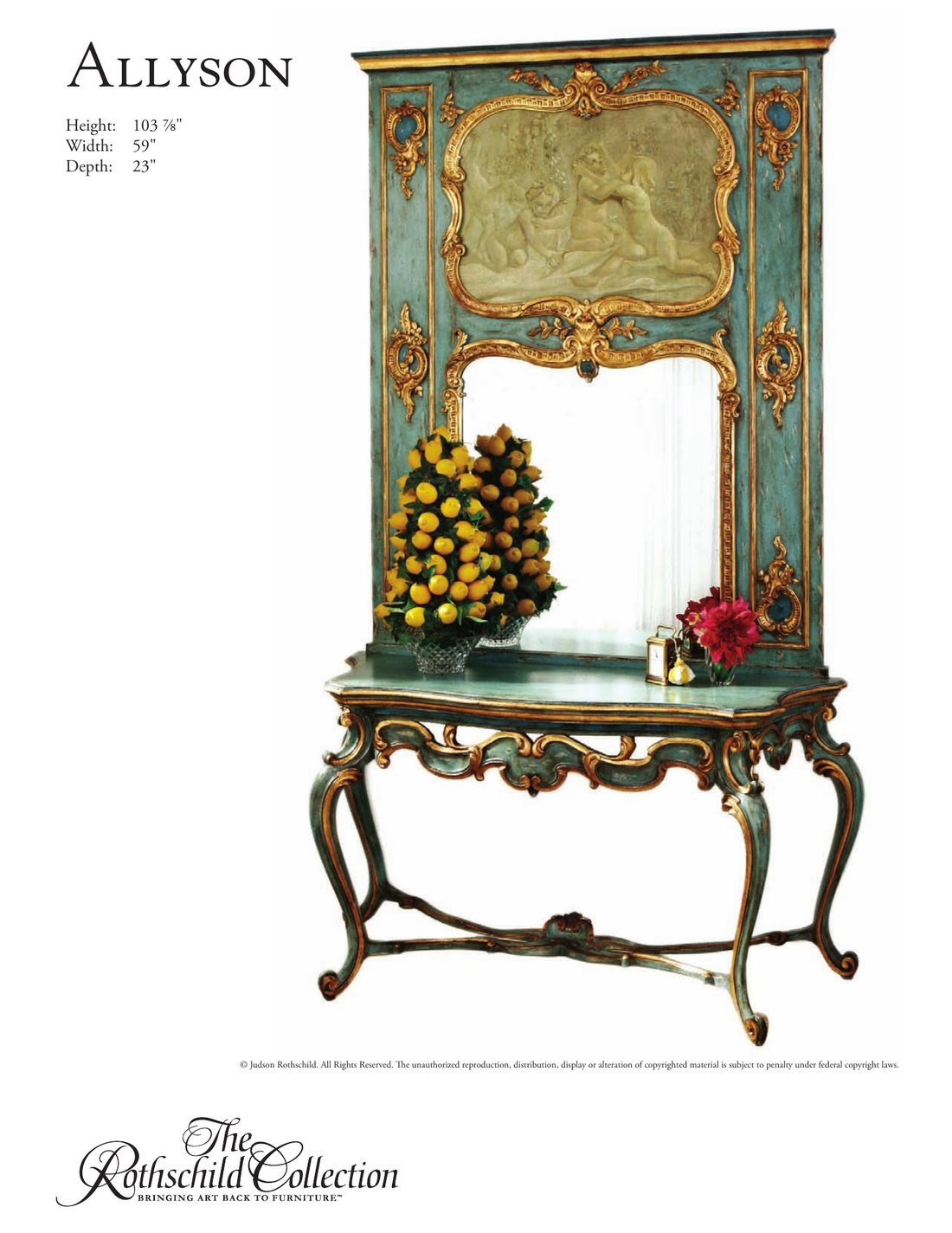 Allyson: Louis XV trumeau by Judson Rothschild, The Rothschild Collection tear sheet with dimensions