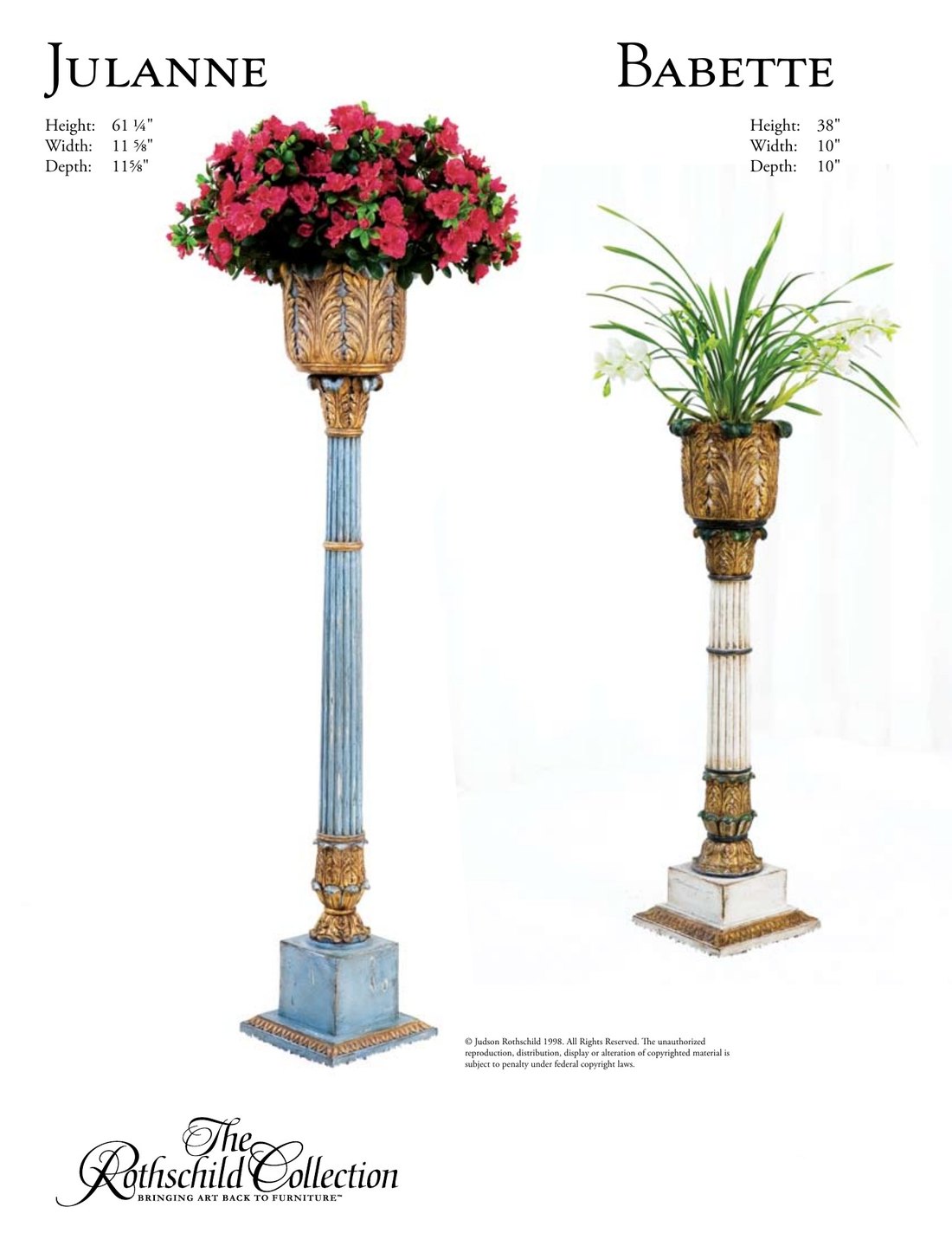 Julanne & Babette: Italian Neoclassic architectural element by Judson Rothschild, The Rothschild Collection tear sheet with dimensions