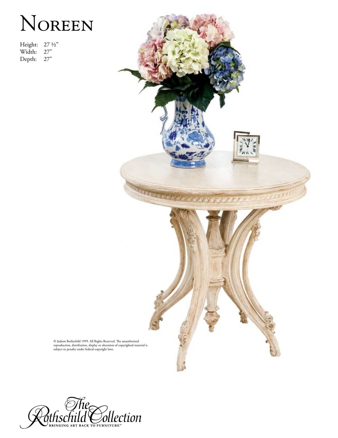 Noreen: Victorian side table by Judson Rothschild, The Rothschild Collection tear sheet with dimensions