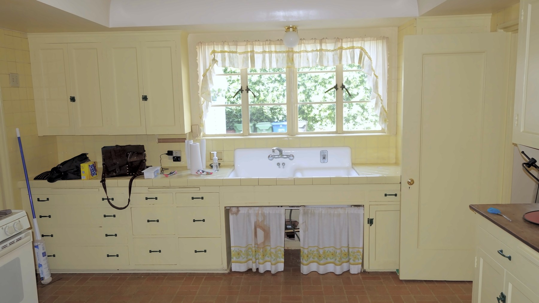 The kitchen, during