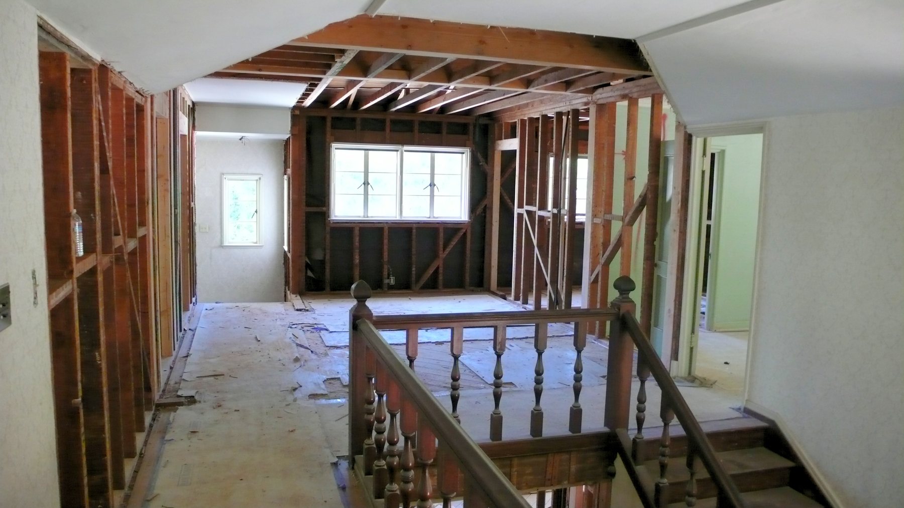 The upstairs landing, during